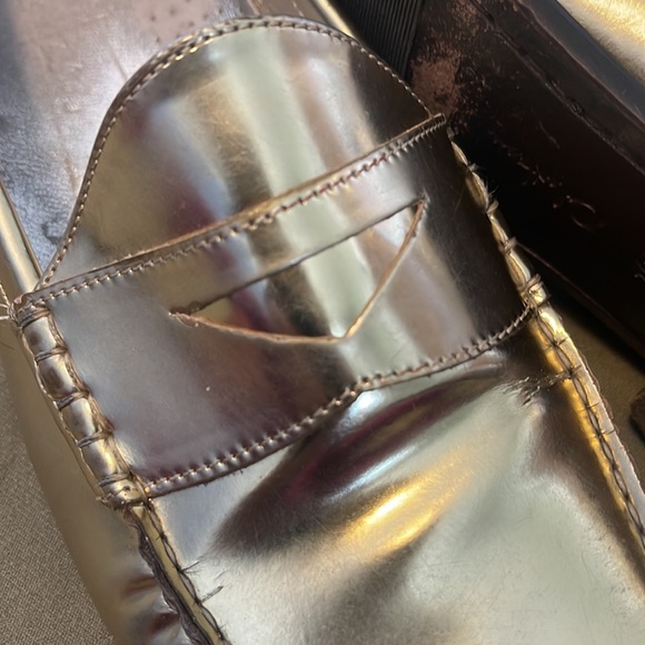 Cole Haan Metallic Gold Penny Loafers - Picture 12 of 15